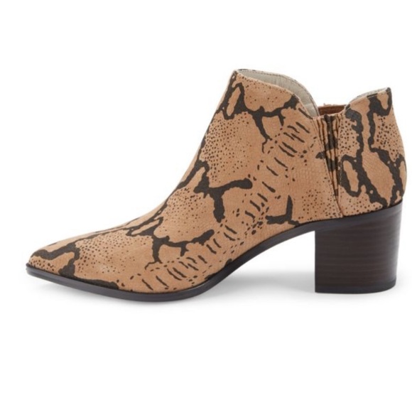 Revel Block Heel Snake Print Leather Booties - Picture 3 of 13